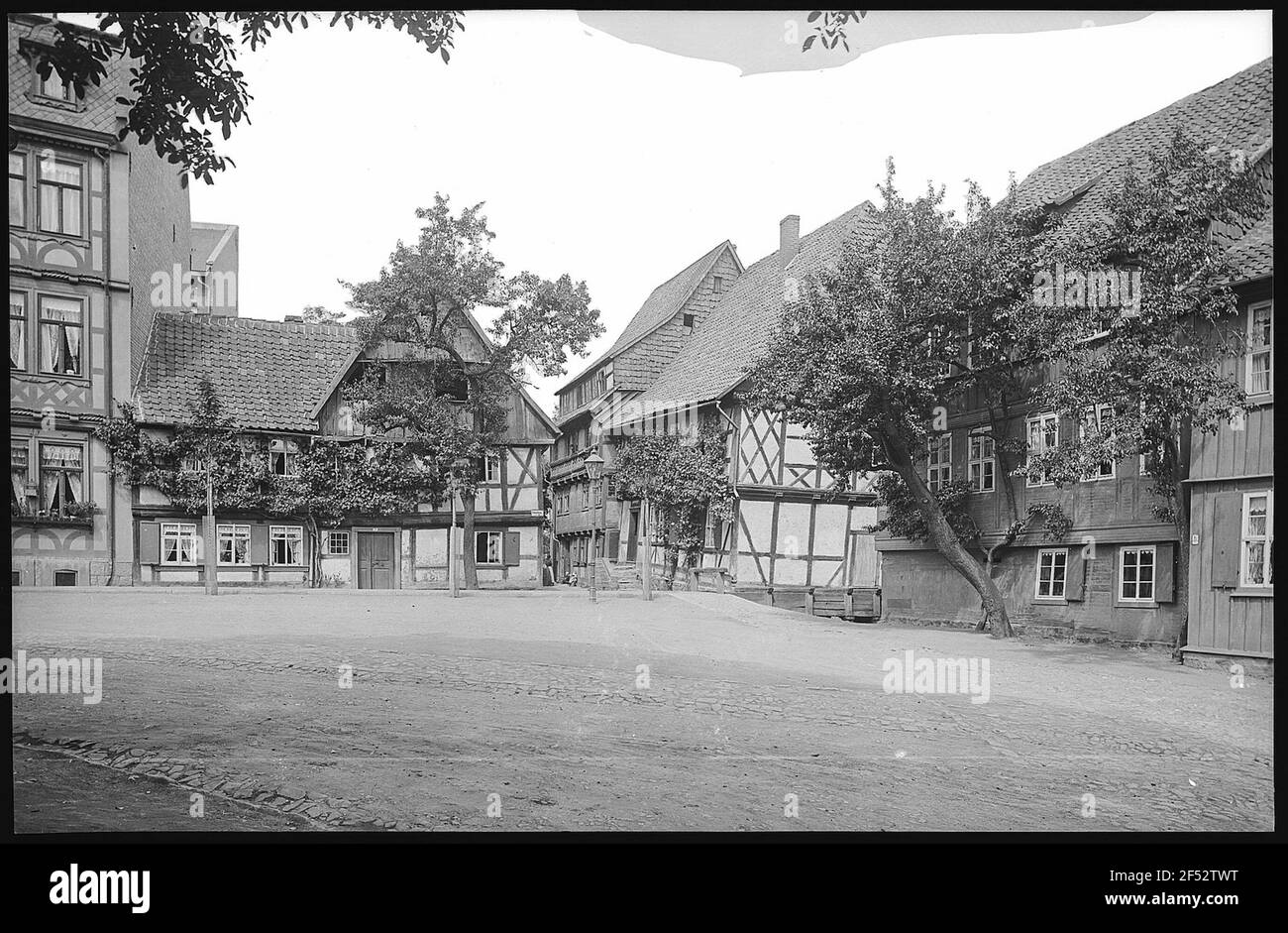 Wernigerode. Teichdamm, Schiefe Häuser Stockfoto