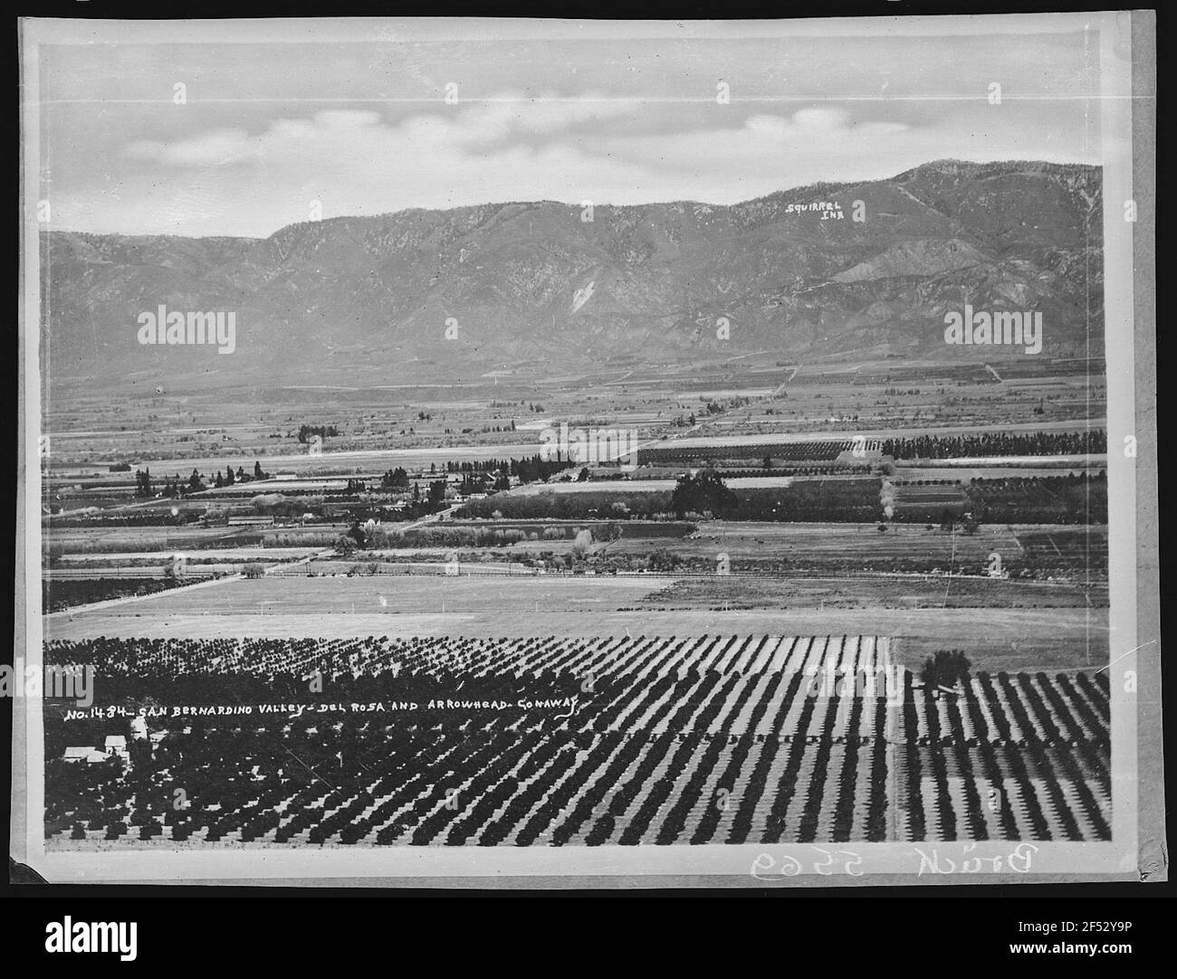 San Bernardino Valley, Del Rosa und Arrowhead Mountain. Stockfoto