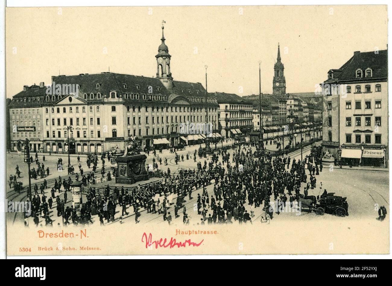Hauptstraße und goldene Reiter Dresden. Hauptstraße und goldene Reiter Stockfoto