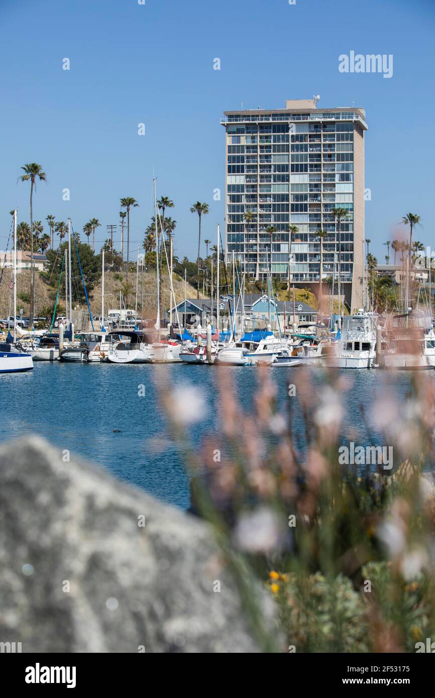 Tagesansicht der Marina Skyline von Oceanside, Kalifornien, USA. Stockfoto