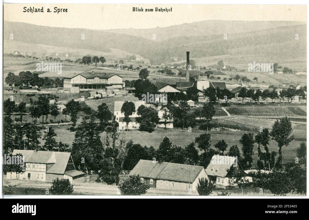 Blick auf den Bahnhof Sohland. Blick auf den Bahnhof Stockfoto