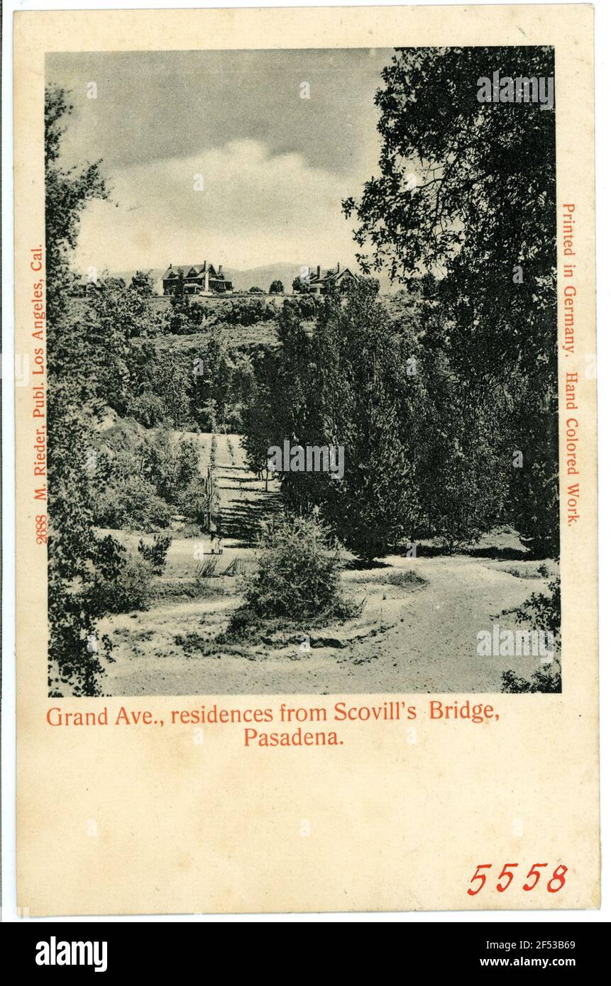 Grand Ave., Residenzen von Scovils Bridge Pasadena. Grand Ave., Residenzen von Scovill's Bridge, Pasadena Stockfoto