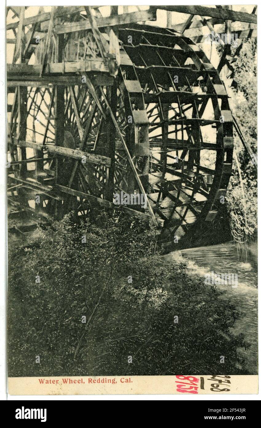 Water Wheel Redding, Kalifornien. Wasserrad Stockfoto