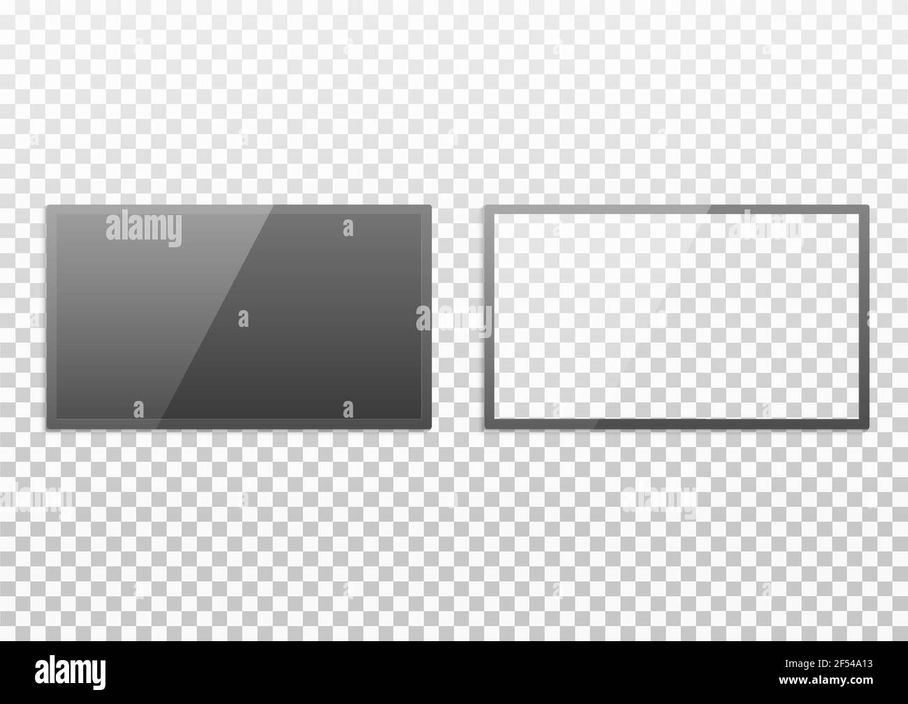 Modellvektor für die TV-Bildschirmanzeige. Realistischer leerer Fernseher. Moderne lcd-Wand LED, HD, 4K, 5k. Leerer Rahmen und Schatten. Stock Vektor