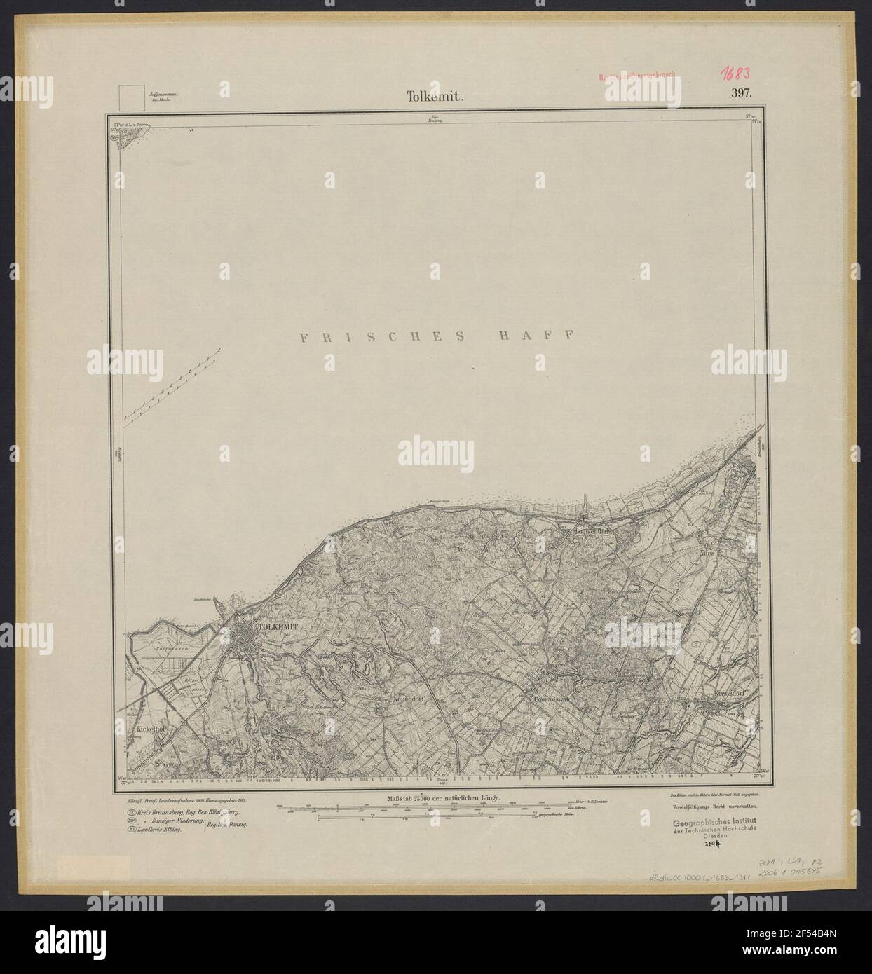 Messtischblatt [1683] = 397: Tolkemit, 1911 Stockfoto