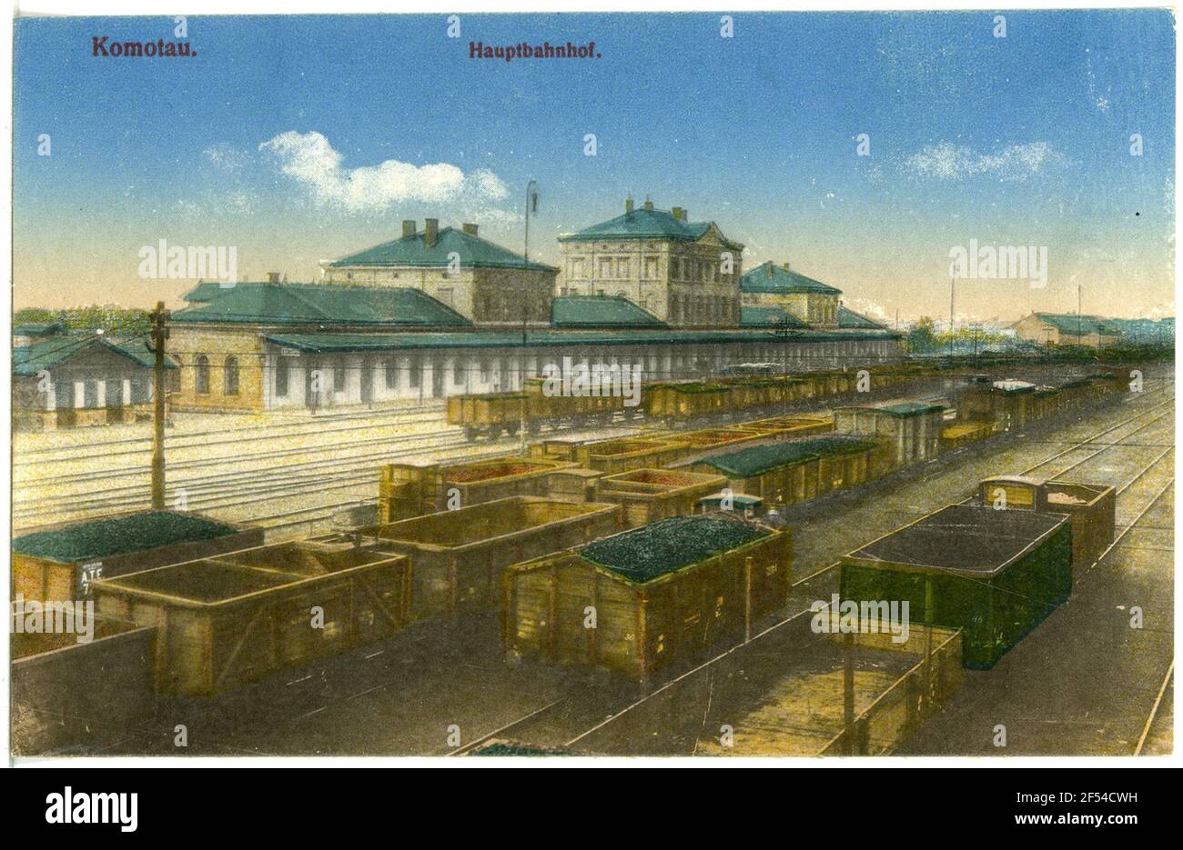 Hauptbahnhof Comotau. Hauptbahnhof Stockfoto