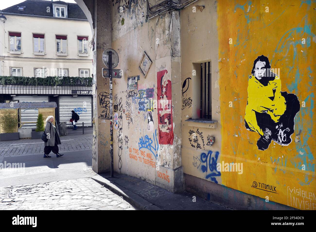 Street Art in der Passage des Abbesses - Montmartre - Paris - Frankreich Stockfoto