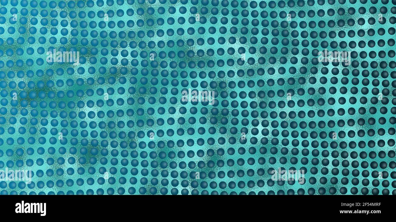 Meer Meer abstraktes Design. Abstrakt Welle gepunktet türkis blau Gold Hintergrund. Futuristisch verdrehtes Muster, Punkt, Kreise. Modernes Design für Poster Stockfoto