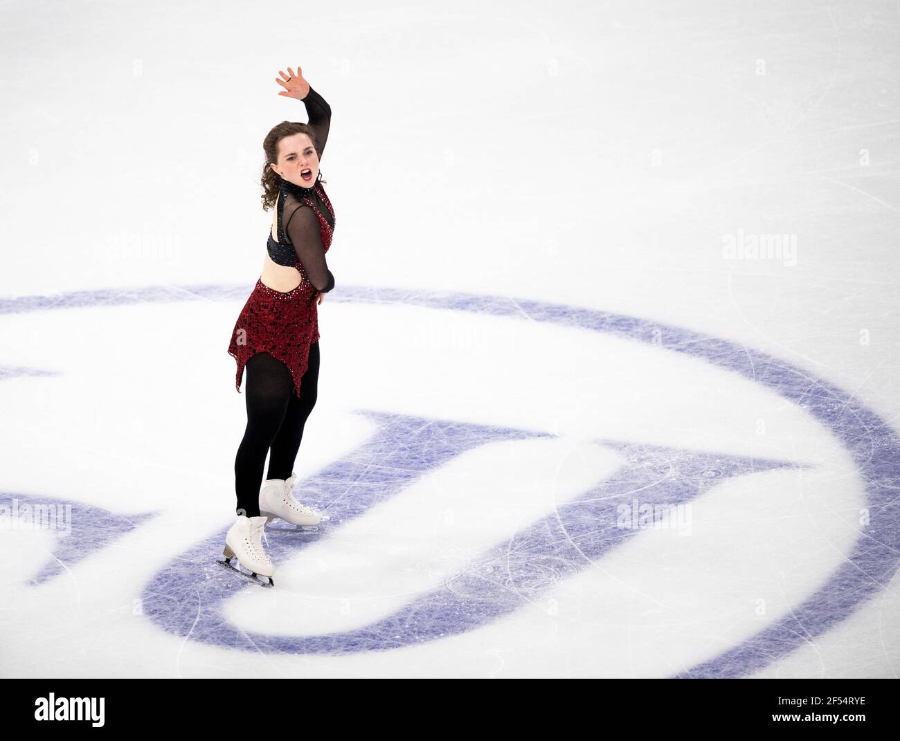 STOCKHOLM 2021-03-24 der Schwede Josefin Taljegård während des Kurzprogramms der Frauen bei ISU-Eiskunstlauf-Weltmeisterschaften. Foto: Pontus Lundahl / TT / code10050 *** SCHWEDEN AUS *** Stockfoto