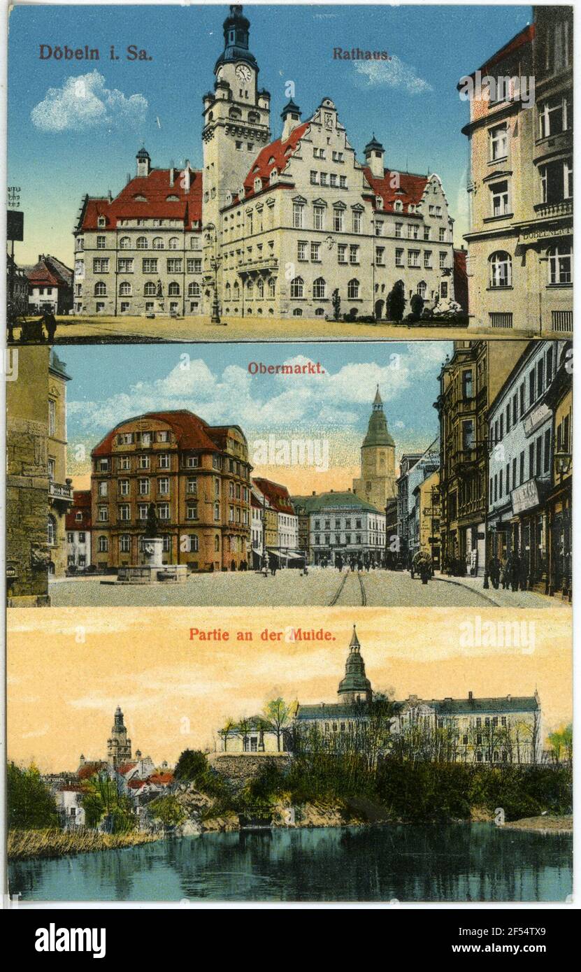 Rathaus und Obermarkt Dubbing. Rathaus und Obermarkt Stockfoto