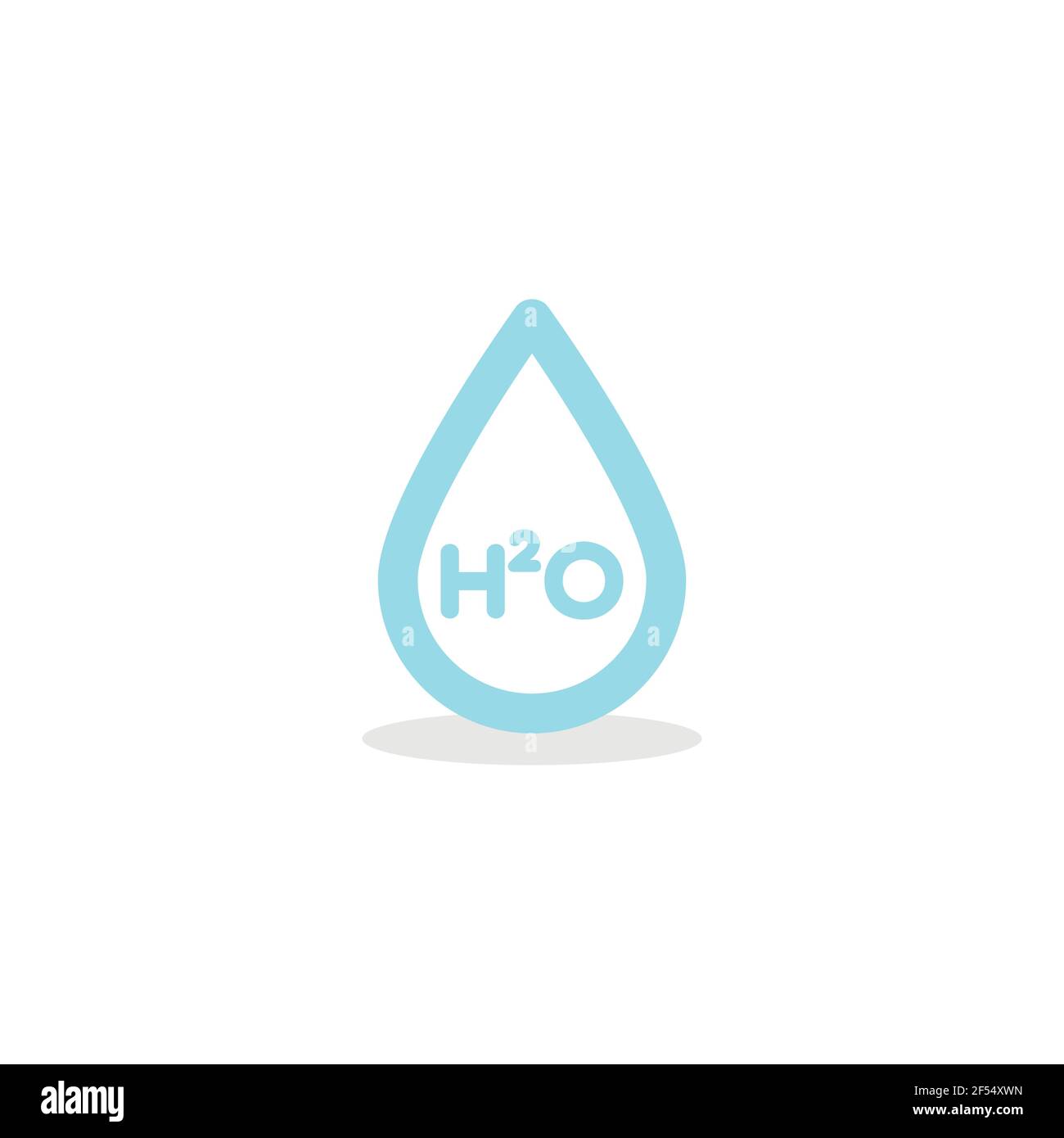 Wassertropfensymbol. H2O. Blauer Umriss. Vektor-Illustration, flaches Design Stock Vektor