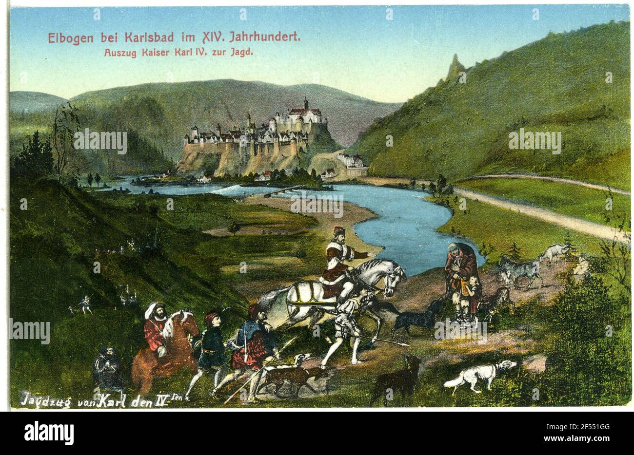 Auszug Kaiser Karl IV. Jagd Elbogen. Auszug Kaiser Karl IV. Jagd Stockfoto