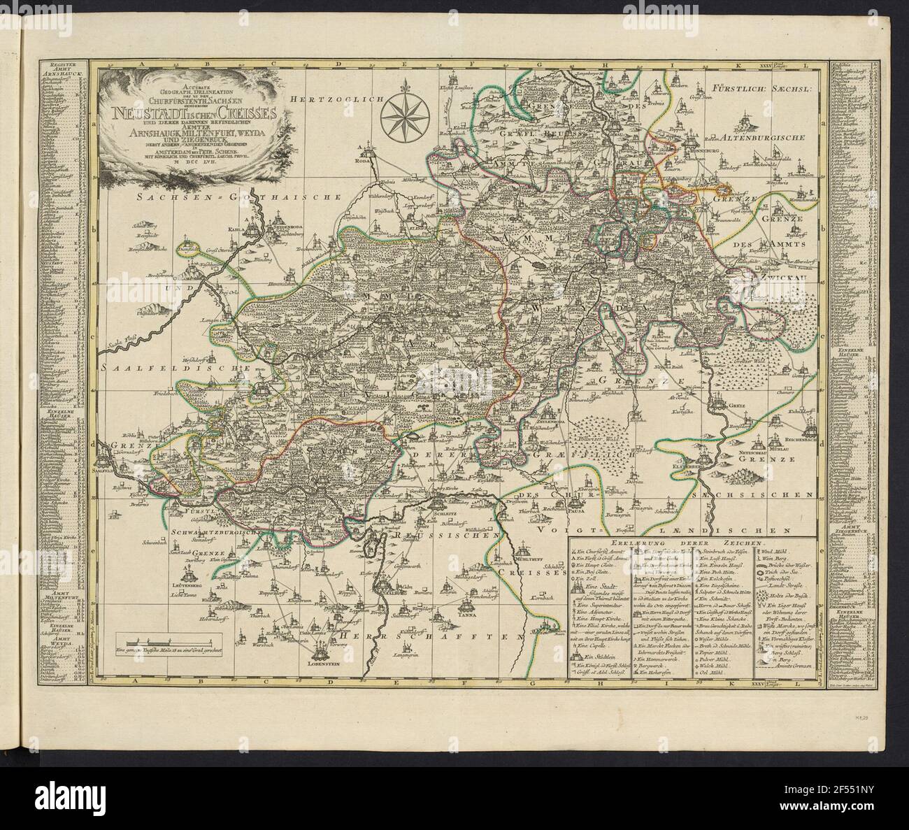 Kt. 29: Karte des Neustädtischen Kreises, um 1: 120 000, Kupferstich, 1757 Stockfoto