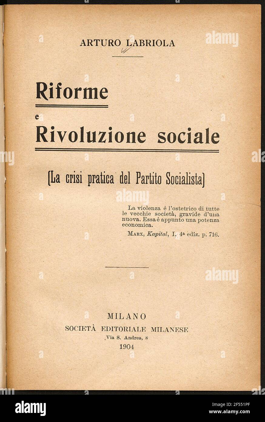 Reformen und soziale Revolution: (Die praktische Krise der sozialistischen Partei) Stockfoto