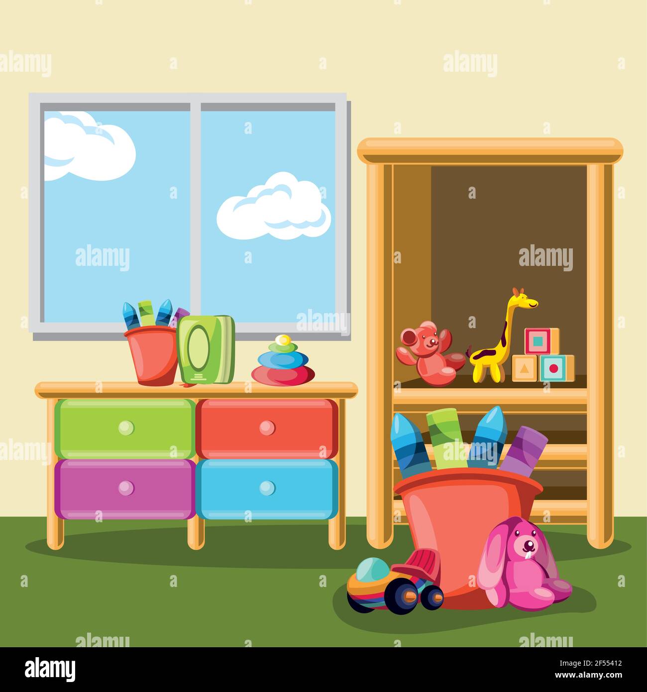 Kinder Spielzeug Kindergarten Stock Vektor