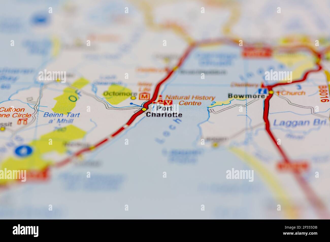 Port charlotte wird auf einer Geografie- oder Straßenkarte angezeigt Stockfoto