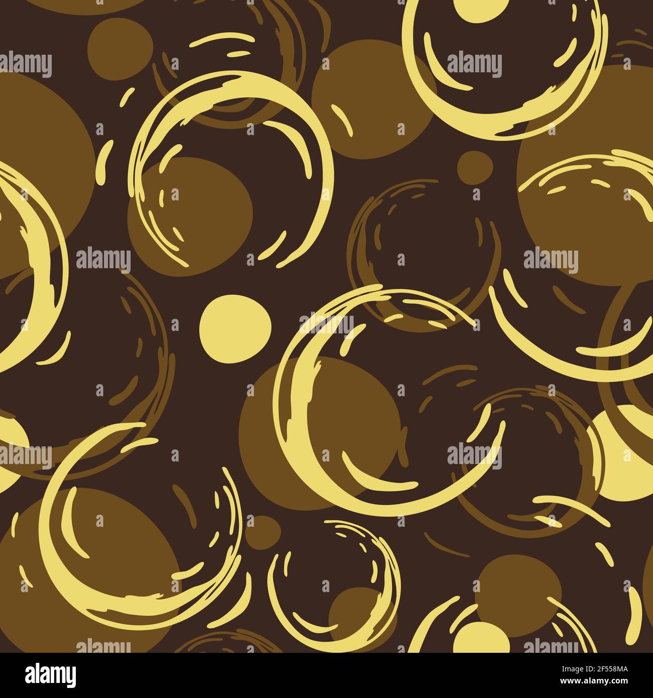 Nahtloses Vektormuster mit Fleckenstruktur auf braunem Hintergrund. Einfache künstlerische Tapete mit Farbkleckse. Dekorative Mode Textil-Design. Stock Vektor