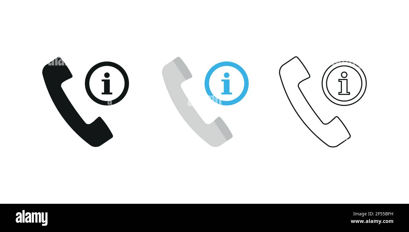 Retro-Telefonhörer. Drei verschiedene Stile: Schwarz, Farbe und Umriss. Symbol des Mobilteils. Informationsschild. Vektor-Illustration, flaches Design Stock Vektor