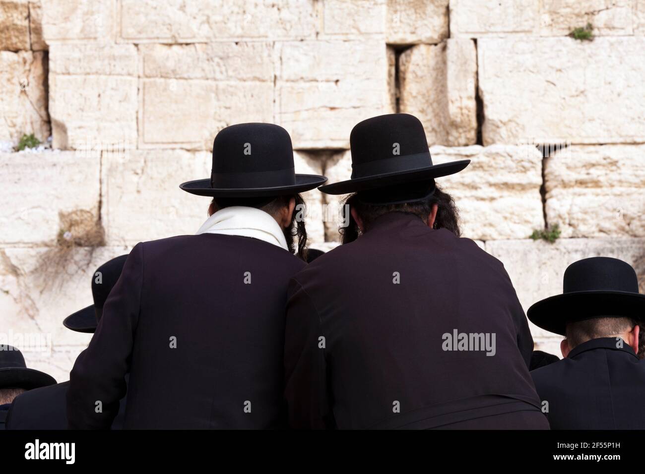 Orthodoxe Juden beten an der Westmauer Stockfoto