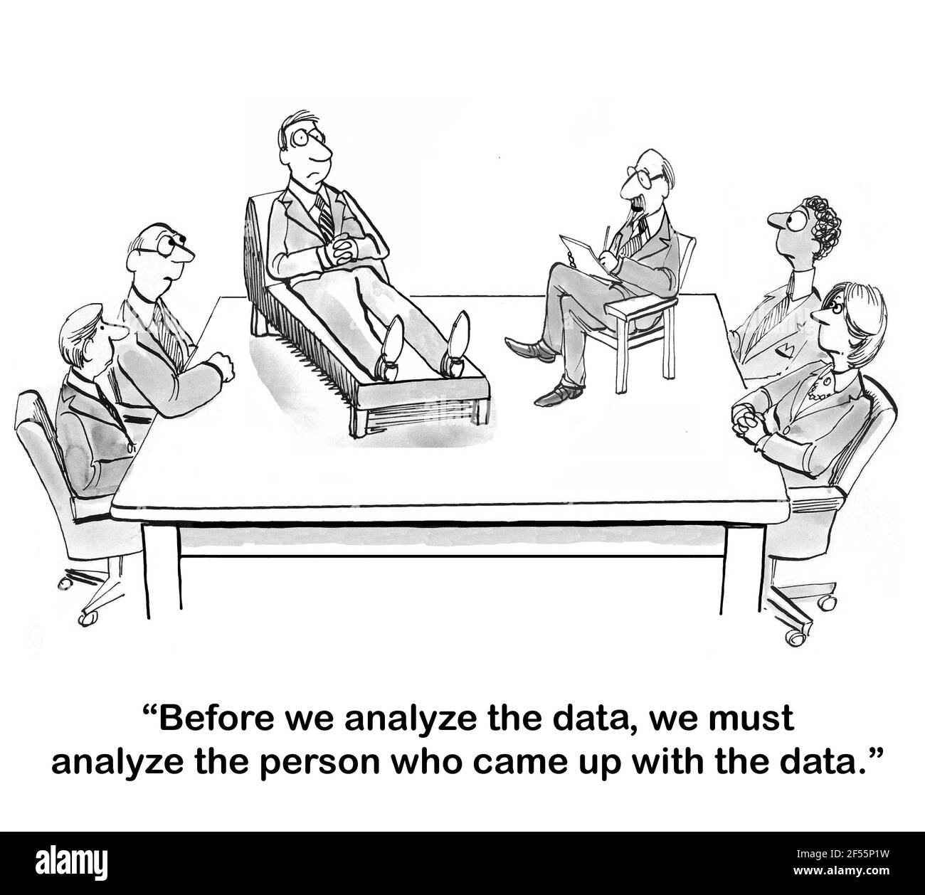 Psychiater analysiert einen Datenanalytiker. Stockfoto