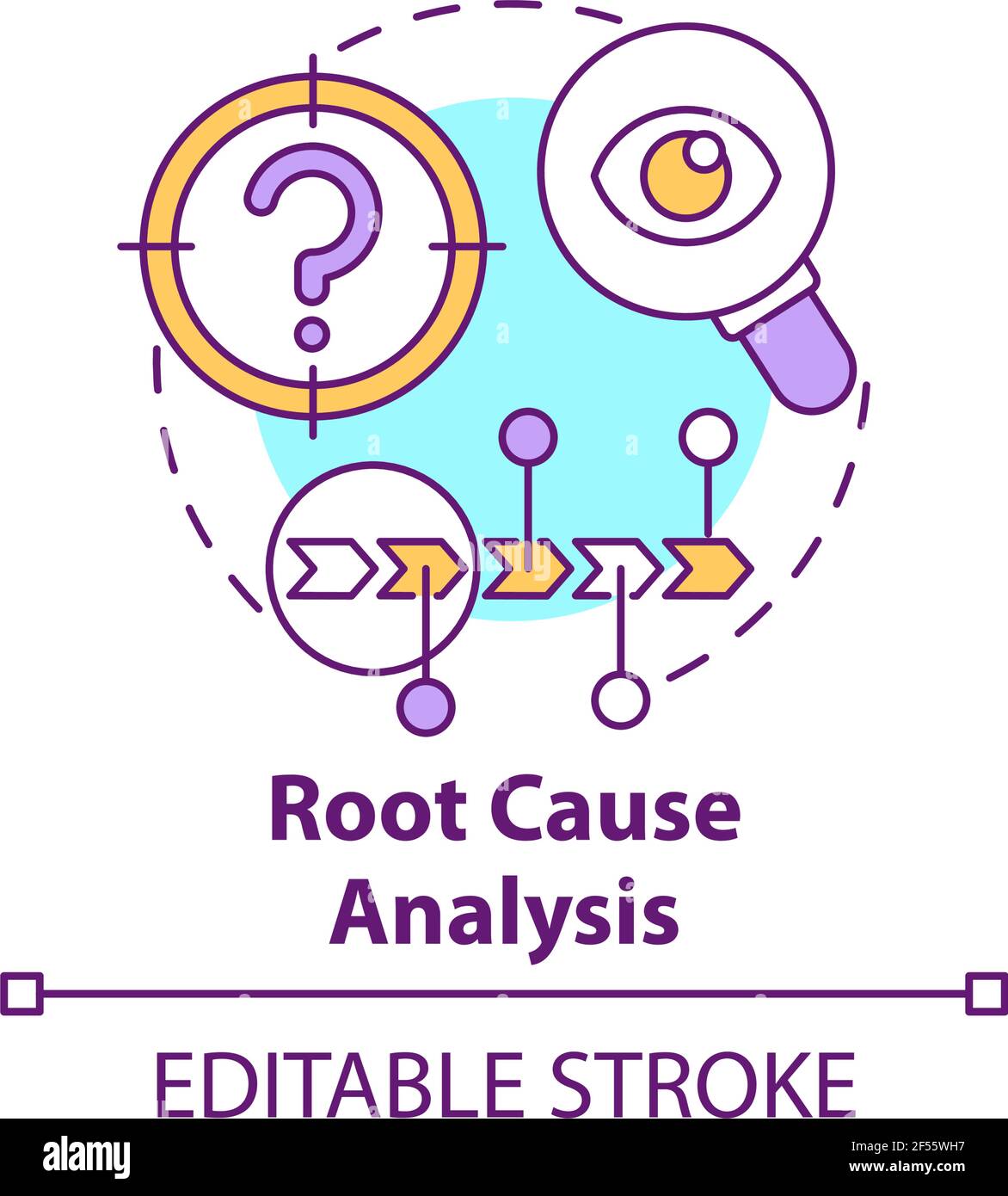 Symbol für das Konzept der Ursachenanalyse Stock Vektor