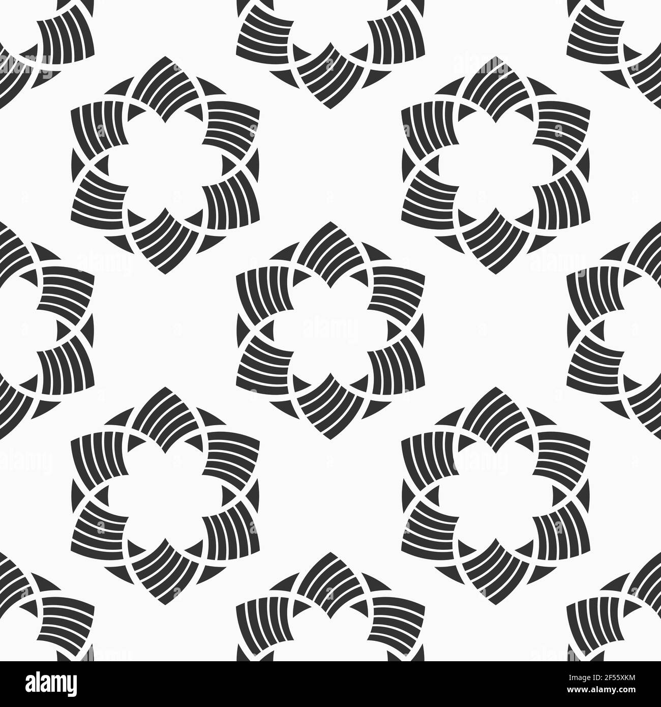 Abstraktes, florales Nahtmuster. Wiederholendes geometrisches Ornament. Moderne, stylische Textur. Vektor monochromer Hintergrund. Stock Vektor