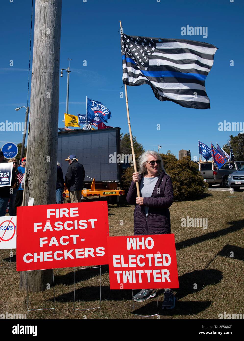 Eine Anti-Zensur-Kundgebung auf Cape Cod, USA. Bekämpfung der Zensur herausragen. Stockfoto