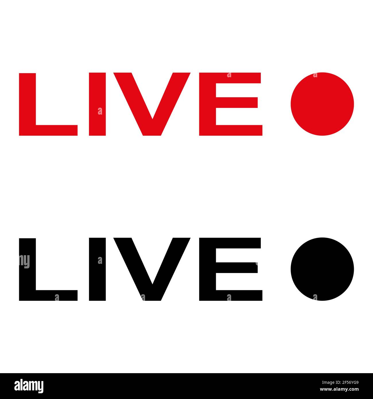 Symbol für Live-Übertragung. Live-Video-Streaming. Rote Symbole und Tasten für Live-Übertragung, Online-Übertragung. Rote und schwarze Tasten für Live- und Online-App Stock Vektor