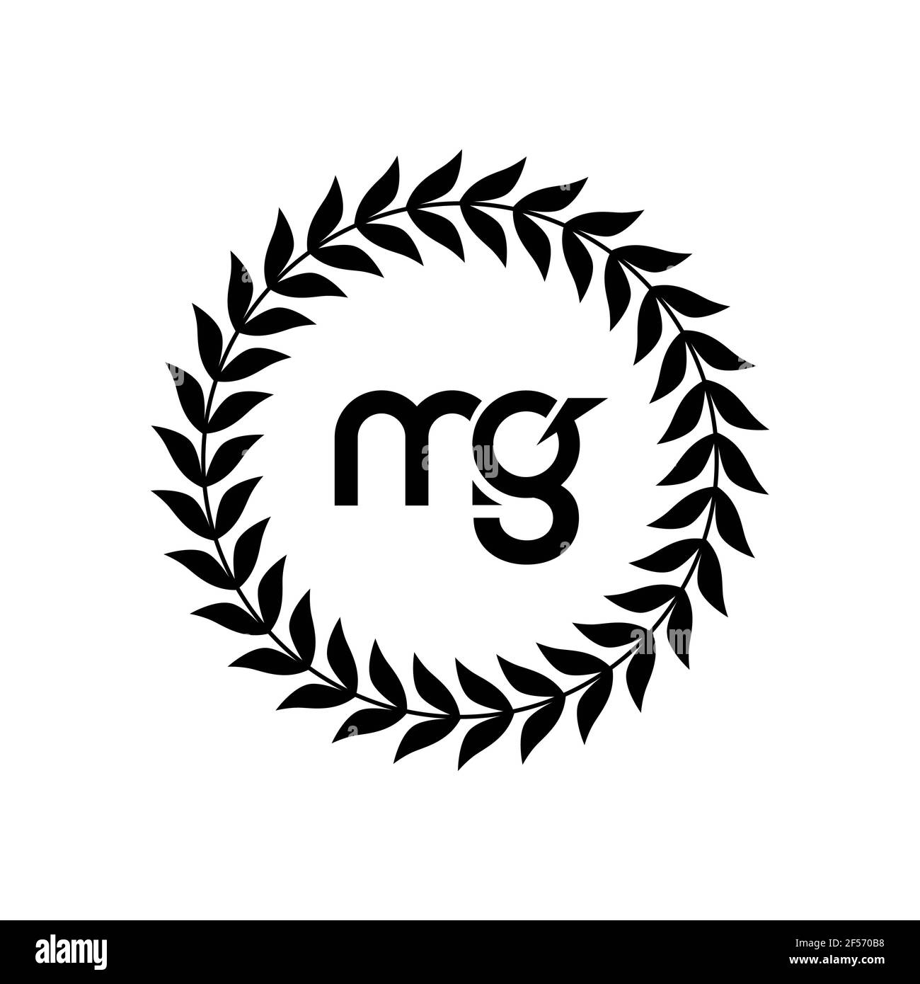 MG Letter Logo Design. Anfangsbuchstaben MG-Logo-Symbol. Abstrakter Buchstabe MG M G minimales Logo Designvorlage. M G Buchstaben Design Vektor mit schwarzen Farben. Stockfoto