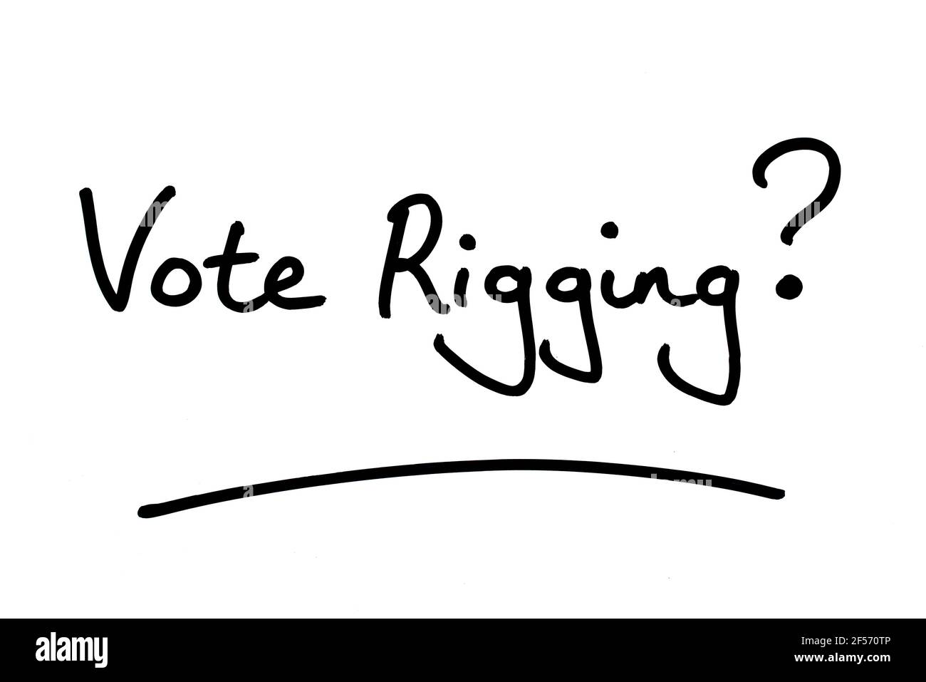 Abstimmungen? Handgeschrieben auf weißem Hintergrund. Stockfoto