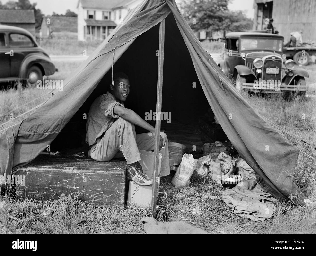 Wanderarbeiter im Zelt, Belcross, North Carolina, USA, Jack Delano, U.S. Farm Security Administration, Juli 1940 Stockfoto