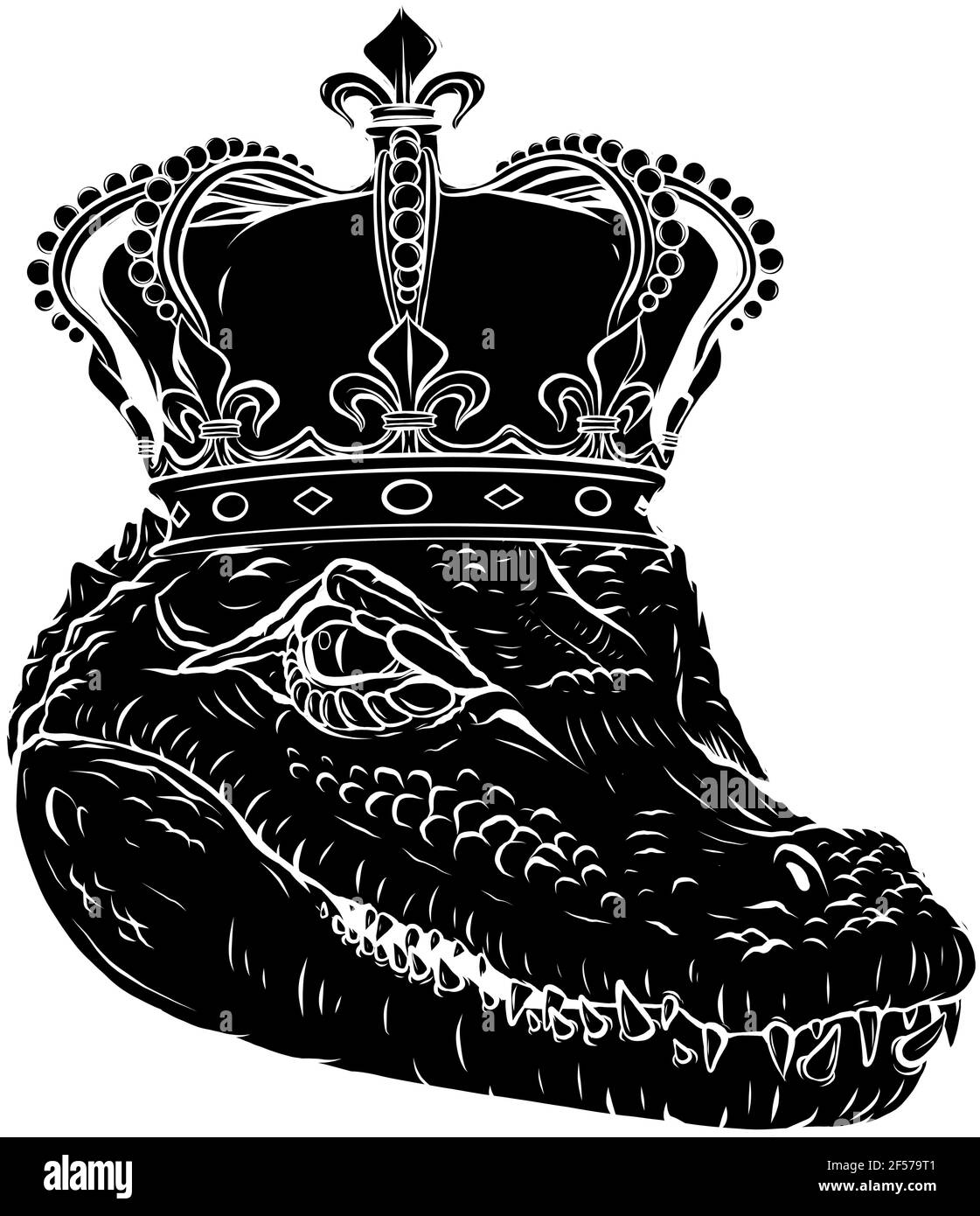 Schwarze Silhouette des Kopfes König Krokodil Vektor Illustration Design Stock Vektor