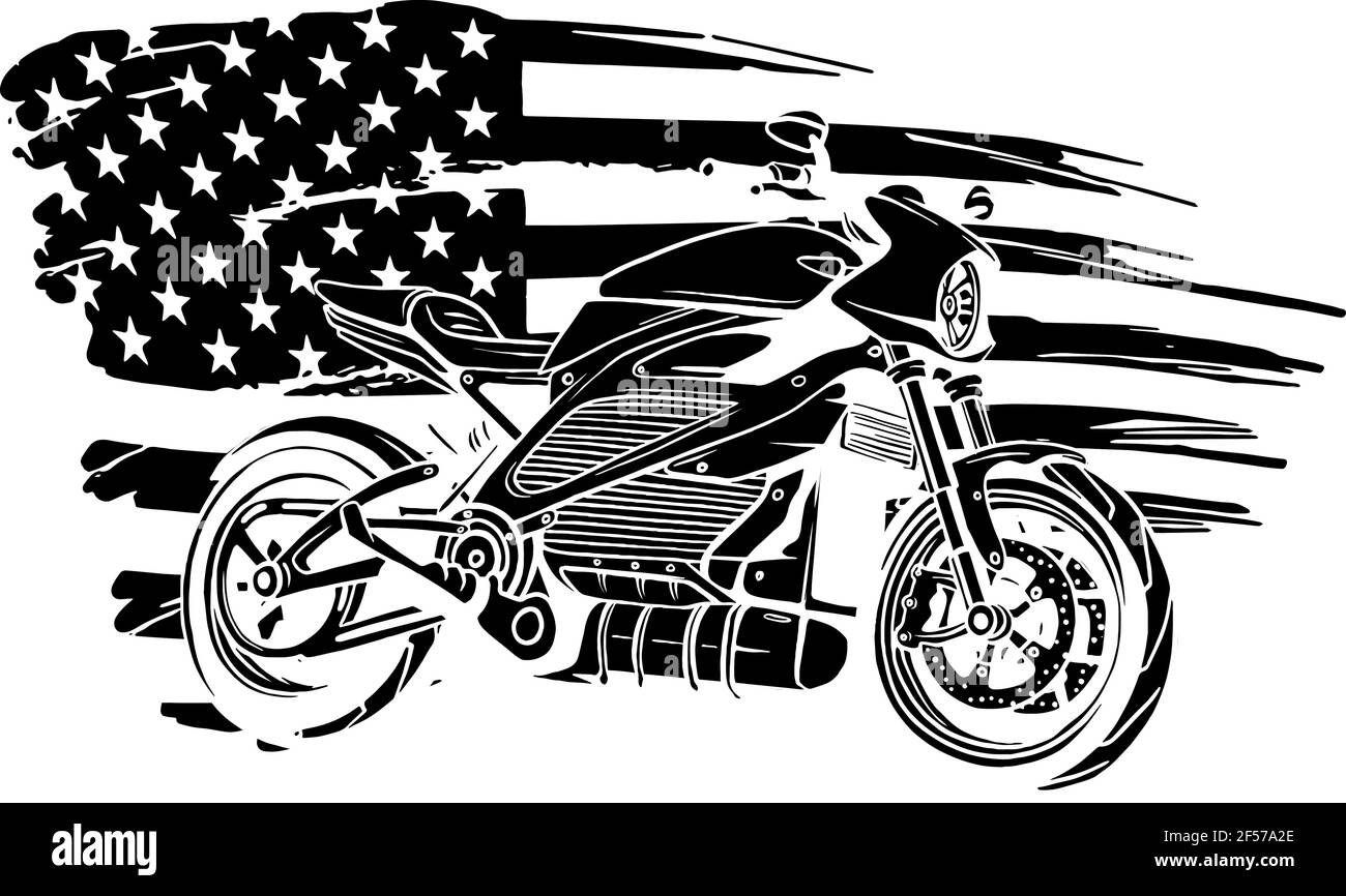 Schwarze Silhouette der amerikanischen Flagge mit Fahrrad Vektor Illustration Design Stock Vektor