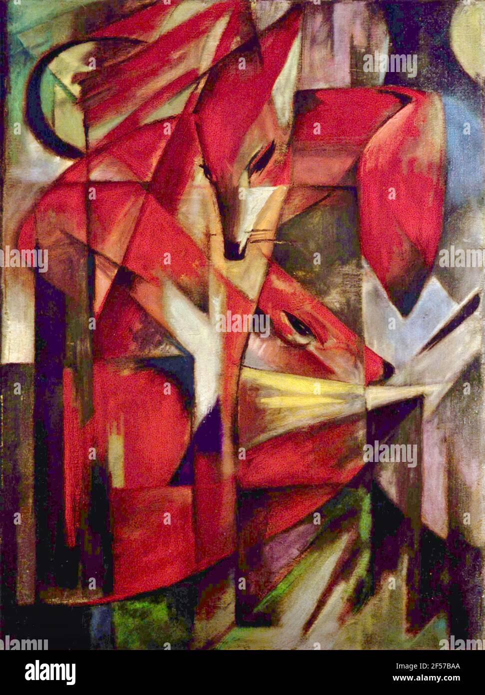 Foxes von Franz Marc mit dem Titel Foxes. Zwei niedliche Füchse mit einem Hauch von Sentimentalität. Stockfoto