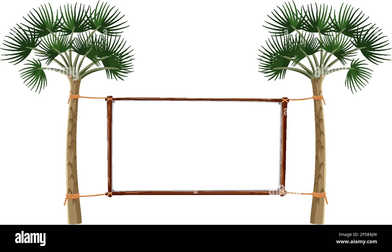 Leeres Banner mit großen Bäumen auf weißem Hintergrund Illustration Stock Vektor