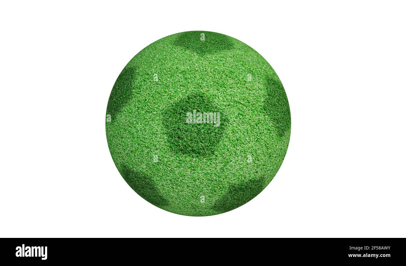 3D Rendern. Green Grass Ball isoliert auf weißem Hintergrund. Stockfoto