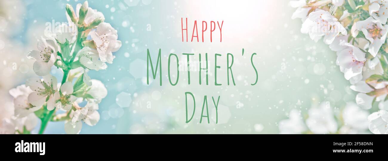 Postkarte Happy Mother's Day - Blumen und Pastellfarben. Schönes Geschenk-Konzept. Stockfoto