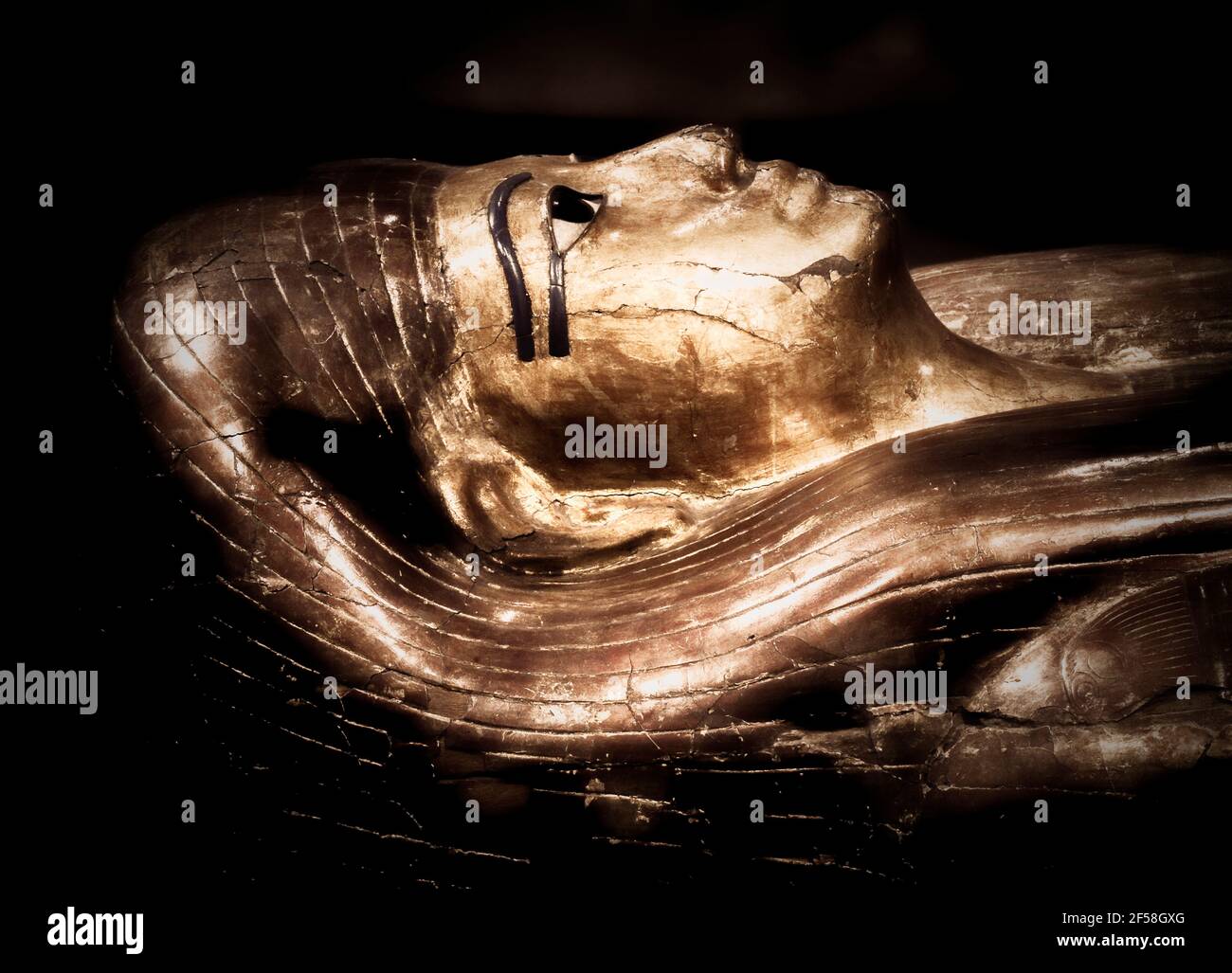 Italien Piemont Turin ägyptische Museum neu inszenieren - Grab von Kha - Sarkophag des Kha Stockfoto