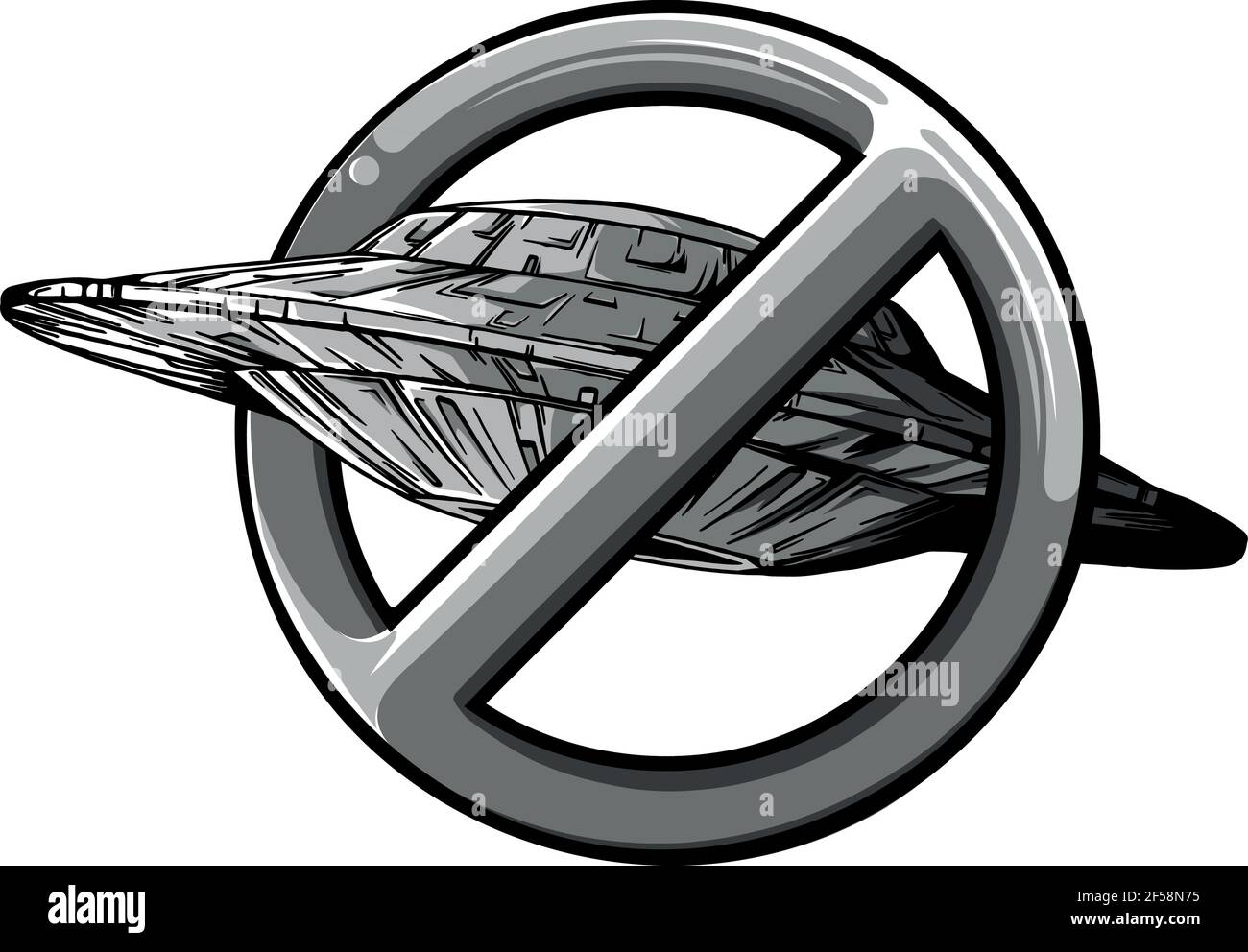 Design von ufo mit Symbol für Ban Vektor Illustration Stock Vektor