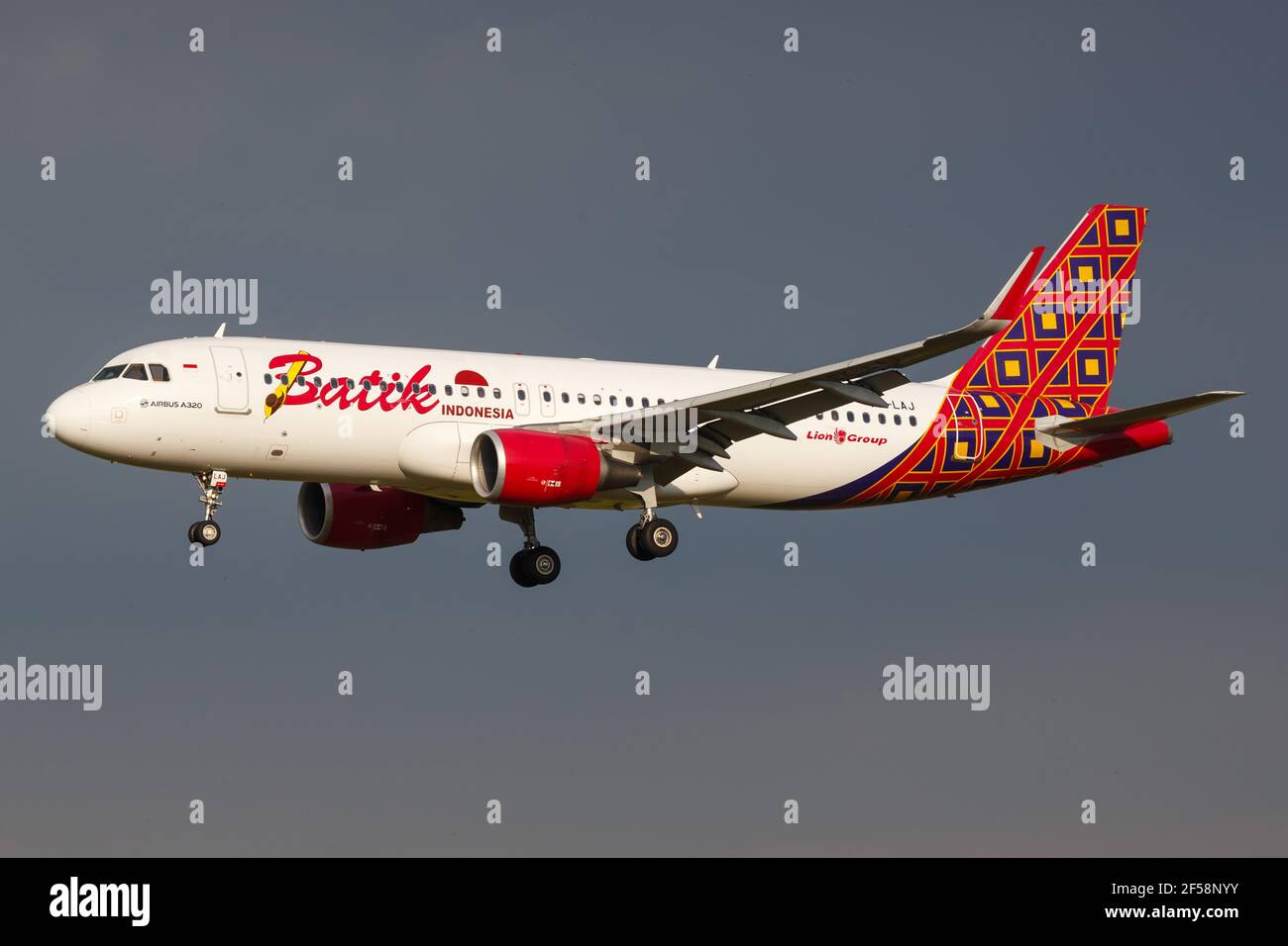 Kuala Lumpur, Malaysia – 21. Januar 2018: Batik Air Airbus A320 am Flughafen Kuala Lumpur (KUL) in Malaysia. Airbus ist ein Flugzeughersteller von bis Stockfoto