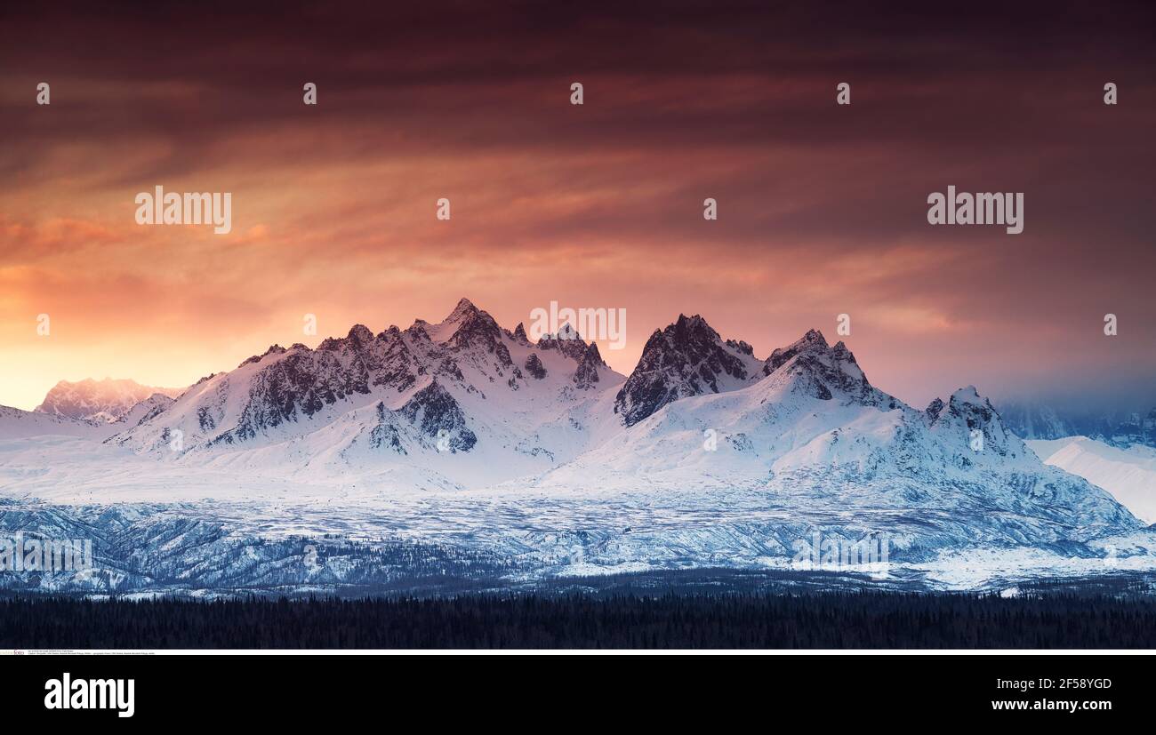 Geographie / Reisen, USA, Alaska, Alaska, Alaska Mountain Range, Winter, Additional-Rights-Clearance-Info-Not-Available Stockfoto