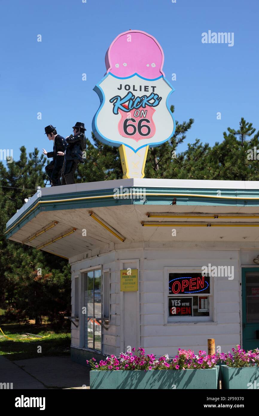 Geographie / Reisen, USA, Illinois, Joliet, Rich & Creamy Eisstand, Route 66 Park, Broadwa, Additional-Rights-Clearance-Info-not-available Stockfoto