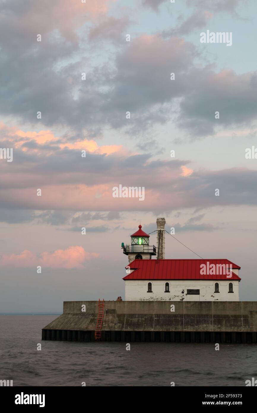 Geographie / Reisen, USA, Minnesota, Duluth, Duluth Harbor South Breakwater Outer Lighthouse (1901), La, Additional-Rights-Clearance-Info-not-available Stockfoto