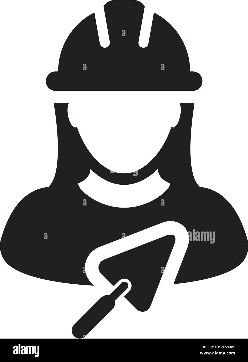 Bauarbeiter Symbol mit Kelle Vektor weiblichen Auftragnehmer Person Profil avatar mit Helm in einer Glyphe Piktogramm Illustration Stock Vektor