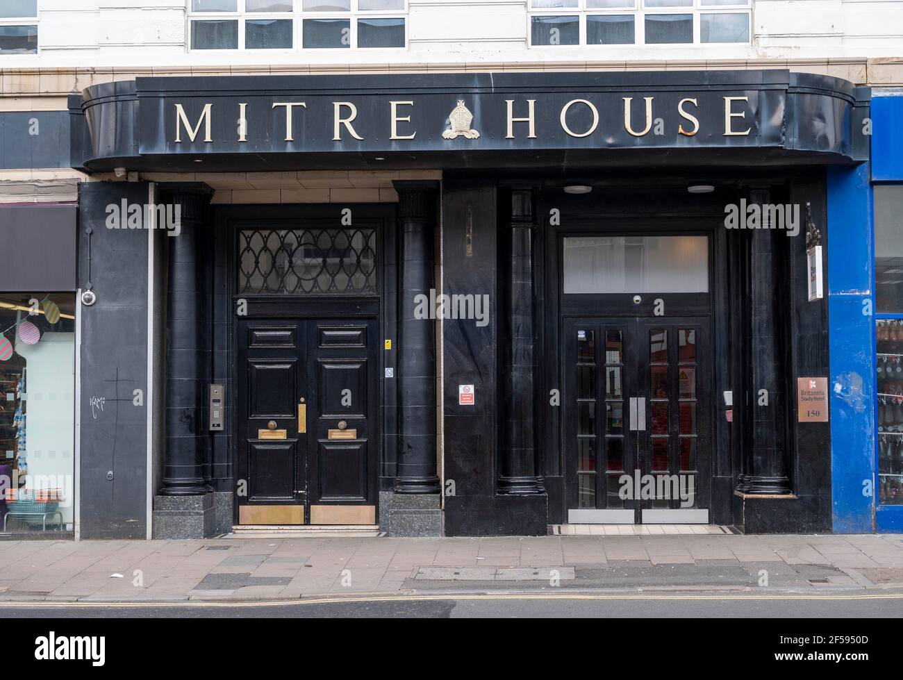 Mitra House Britannia Study Hotel in Western Road Brighton Großbritannien Stockfoto