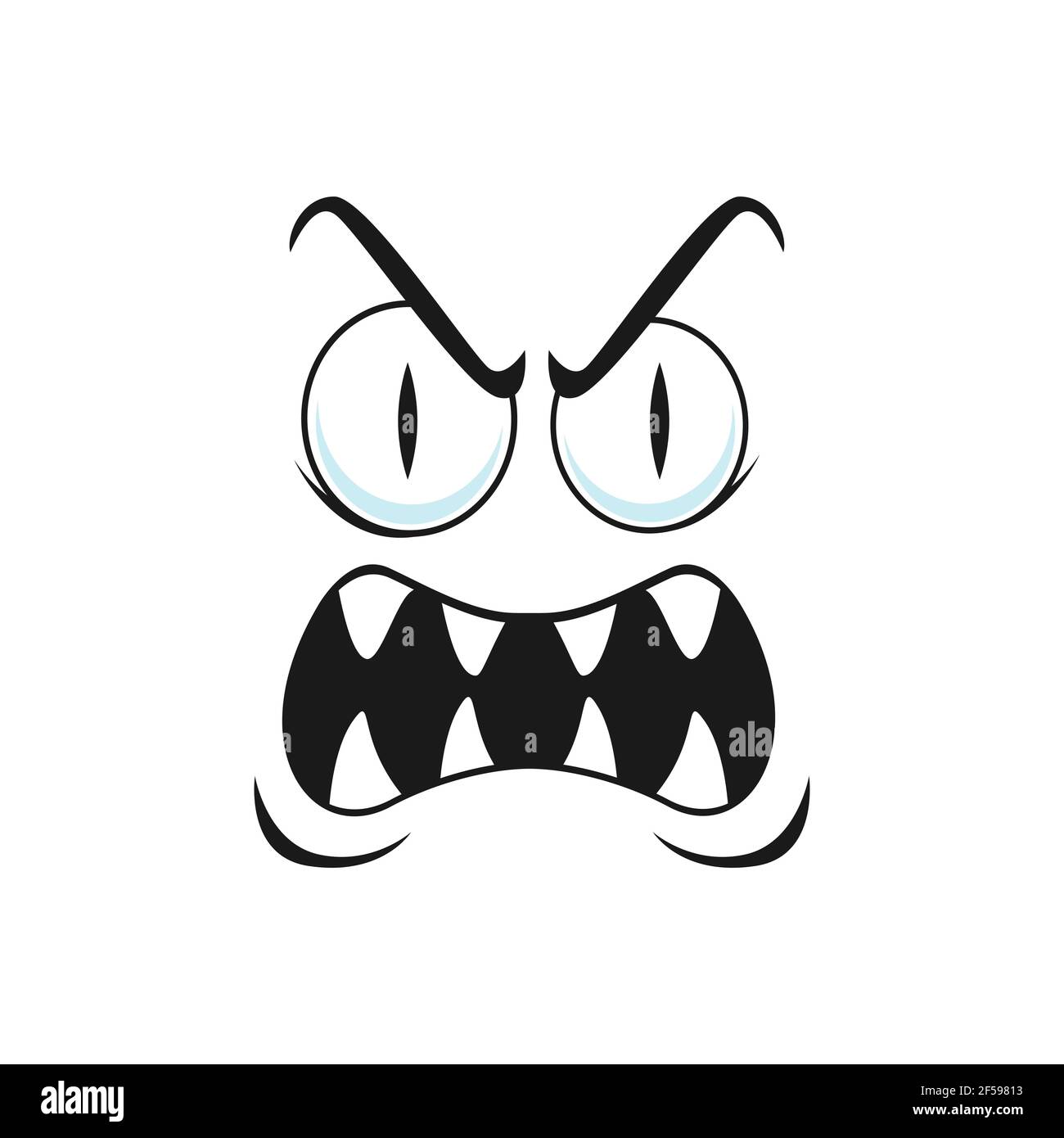 Verdächtig verrückt Emoticon mit wütenden Gesicht isoliert Stock Vektor