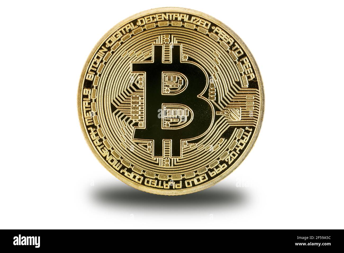 Bitcoin Krypto Währung online bezahlen digitales Geld Kryptowährung Geschäft Finanzen isoliert auf weißem Bit Münze Stockfoto