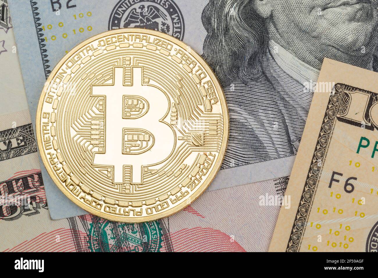 Bitcoin Krypto Währung online bezahlen digitales Geld Kryptowährung Dollar Business Finanzen Bit Coin Stockfoto