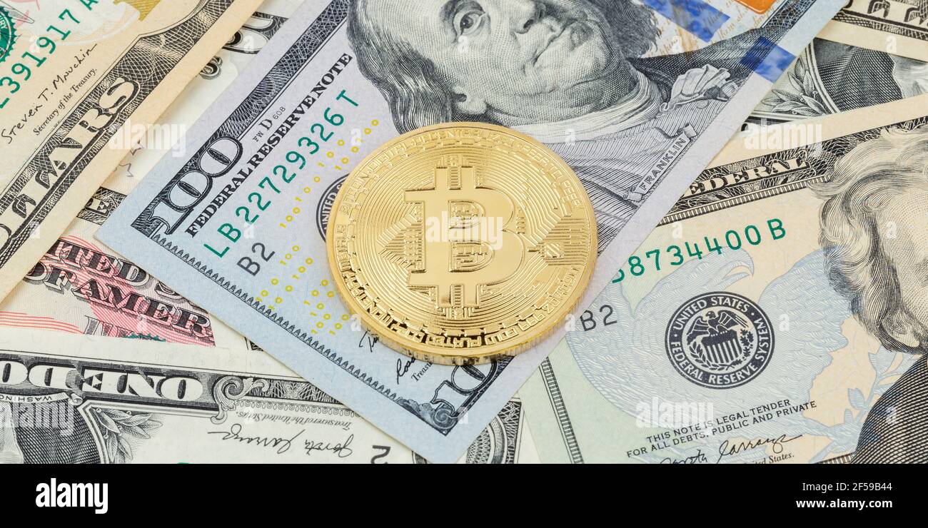 Bitcoin Krypto Währung online bezahlen digitales Geld Kryptowährung Dollar  Unternehmen Finanzen Copyspace kopieren Raum Banner Bit Münze  Stockfotografie - Alamy