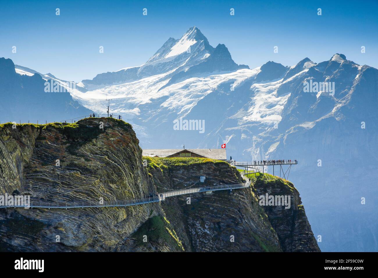 Geographie / Reisen, Schweiz, Schreckhorn (Gipfel), 4078 m, Dachrücken Cliff Walk, Additional-Rights-Clearance-Info-not-available Stockfoto